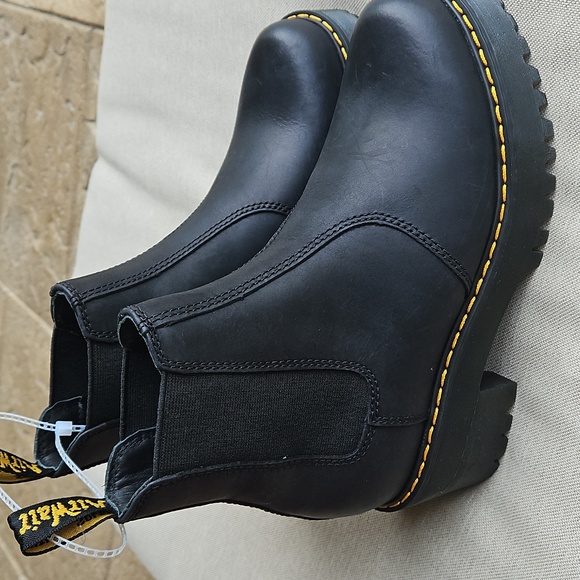 Dr. Martens Shoes - Dr. Martens Black Chelsea Boots with Yellow Accents